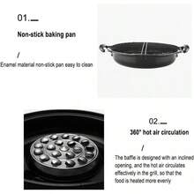 Asador para Estufa Mexicana con 2 Discos Giratorios, de Acero Inoxidable Esmaltado, Parrilla de Disco Metal para Cocinar al Exterior - 1 - Ver 8