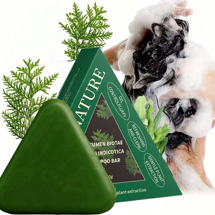 自然三角洗发皂 + 自然七绿皂洗发露，适合所有发质，温和清洁，令秀发顺滑柔顺，滋养头皮，保持秀发水润，质地轻盈易起泡，每块80克，圣诞礼物