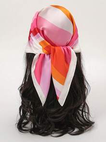 1pc Simple Printed 70cm Square Scarf, New Spring Bandana For Women, Versatile Waist Belt, Headband, Headwrap, Fashion Neckerchief - Multicolor - View 14