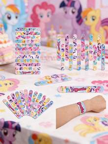 12个小马宝莉拍手环，卡通人物图案KPOP拍手圈，主题生日派对用品，拍照道具，圣诞节，情人节，复活节礼物 - 彩色 - 查看 1