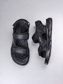 Men's Adjustable Strap Outdoor Hiking Sandals, Open Toe Non-Slip Wear-Resistant Thick Sole Lightweight Breathable Casual Athletic Footwear For Men Beach Camping Travel Daily Wear - 黑色 - 查看 3