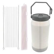 8PCS Reusable Straws For  64 Oz IceFlow Tumbler |  Cup Accessories With 2 Extra Long Straw Cleaner Brushes | PE Plastic Replacement Straws (64oz) - 64oz - Xem 8
