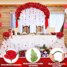 16 Bundles Artificial Peonies Flowers Fake Silk Peony Bouquet Faux Peonies Flowers Bulk For Decoration Vase Floral Arrangements Wedding Party Table (Bright Red) - 鮮紅色 - 查看 4