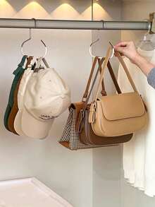 5pcs Hat Hanger Hooks, Non-Slip Hanger Rack, Creative Round Hooks, Stainless Steel Closet Hangers, Suitable For Hats, Suspenders, Ties, Scarves And Lingerie - Multicolor - View 5