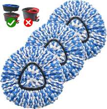 3 Pack Mop Replace Heads Compatible For OCeda, Spin Mop Refill Head Replacement For RinseClean 2-Tank System - Fluffy Microfiber, Machine Washable And Easy To Replace - ColorA - View 1