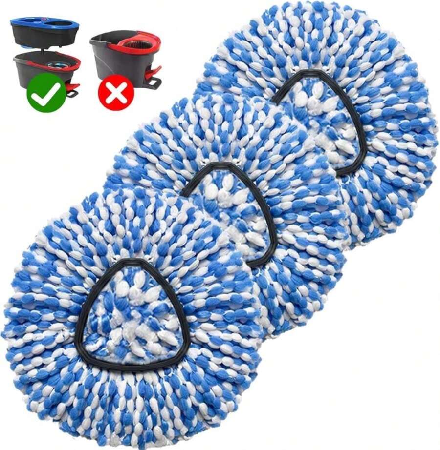 3 Pack Mop Replace Heads Compatible For OCeda, Spin Mop Refill Head Replacement For RinseClean 2-Tank System - Fluffy Microfiber, Machine Washable And Easy To Replace - ColorA - View 1