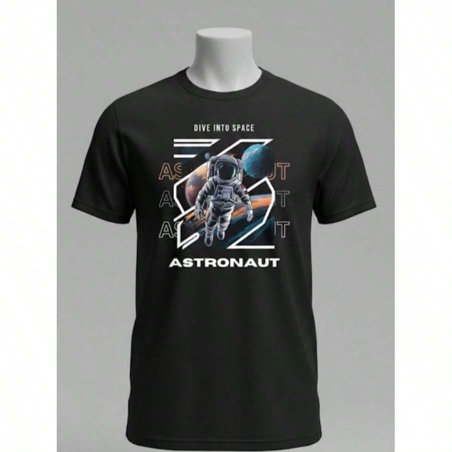 camiseta estampada 100% algodao premium cores vibrantes que nao desbotam tecido leve e respiravel - Preto - Visão 1