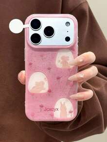 可爱卡通郁金香花兔印花软壳手机壳，带挂球吊坠，兼容 17 Pro Max、17 Pro、16 Pro Max、14、15 Pro、13、12 Pro、14 Plus、17 Air、11 - 鬱金香小兔 - 查看 4