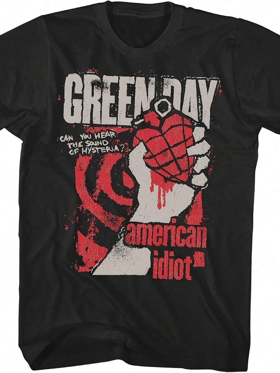 Green American Women Mens Black Short Sleeve T Shirt Punk Rock Vintage Style Graphic Tees - màu đen - Xem 1