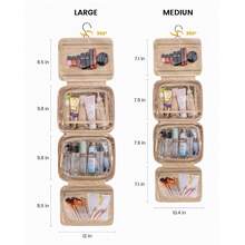 Travel Toiletry Bag For Women, Waterproof Hanging Makeup Bag With Jewelry Compartment, Portable Cosmetic Bag With Luggage Strap For Trips Camping Bathroom(Pink,12.5 Inch) - 粉色 - 查看 3