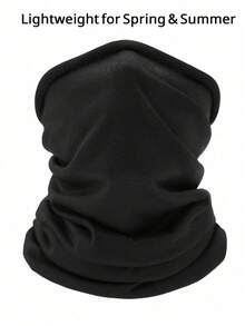 1 PC Lightweight Spring Summer Breathable Solid Color Neck Gaiter - UV Protection Magic Headband For Outdoor Sports & Cycling, Face Mask & Neck Warmer - Black - View 10