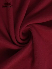 Women's Elegant Burgundy High Neck Ruffle Trim Fitted Mini Dress - Burgundy - View 7