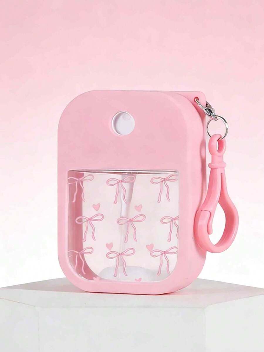 30ml Pink Bow Pattern Perfume Spray Bottle With Anti-Drop Silicone Protective Case And Hook, Perfume Decanting Bottle, Perfume Decanting Tool, Valentine's Day Gift, New Year Gift - Multicolor - View 1