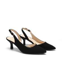 Women's Kitten Heels Slingback Pumps Closed Pointed Toe Low  Stiletto Heels Party Wedding Sexy Casual Dress Shoes - 黑色 - 查看 7