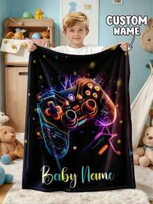 1pc Customized Personalized Blanket, Text Blanket, DIY Blanket, Pattern Blanket, Memorial Blanket. Tapestry, Photo Portrait Blanket Design, Suitable For Girls, Boys, Adults, Valentine's Day, Lightweight, Baby Blanket, Personalized Blanket, Personalized Photo Blanket, Personalized Throw Blanket, Personalized Baby Blanket, Newborn Blanket, Suitable For Mother's Day, Birthday, Children's Day, Father's Day, Graduation, Wedding, Christmas, Halloween - Multicolor - View 9