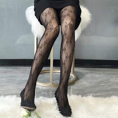 Meia-Calça Arrastão Feminina com Desenho Moda Festa Fashion  Inverno