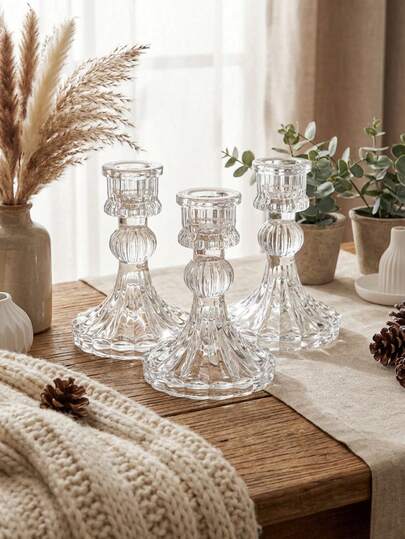 1Pc/Set Metal Candelabra Set, Contrast Art Style 3-Arm Taper Candle Holders With Curved Lines For Dining Table Centerpieces, Living Room Mantel Displays, Wedding Reception Decor, Holiday Party Styling, Boutique Hotel Accents, Romantic Date Nights, Bridal Shower Settings, Office Reception Ambiance