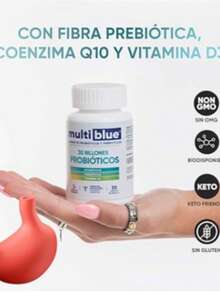Probióticos y Prebióticos 30 Cápsulas | 30 Billones UC | Lactobacillus, Acidophilus, Paracasei y Vitamina D3 | 100% Natural, Sin Gluten | 1 capsula diaria (1 mes) | Suplementos Alimenticios MULTIBLUE - Blanco - Ver 5