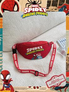 Marvel 1 件漫威官方授权蜘蛛侠图案胸包，可调节肩带斜挎包，拉链封口单肩包，轻便单肩包，非常适合男士/青少年/学生/毕业生/年轻粉丝，是日常/户外/运动/跑步/健身的理想之选！ - 彩色 - 查看 11