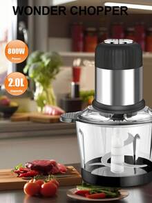 Robot De Cocina 800w 2l Picar Moler Compacto - Plateado - Ver 4