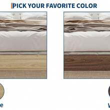 Estructura de cama de plataforma de madera, estructura de cama de madera sin cabecero, soporte de listones de madera, no requiere colchón de muelles, fácil de montar. - Marrón - Ver 3