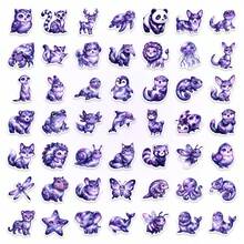 50Pcs Purple Starry Sky Animal Decals - Magical Purple Creature Designs With Starry Skies, Waterproof Stickers For Scrapbooking, & DIY Crafts - 50Pcs - View 4
