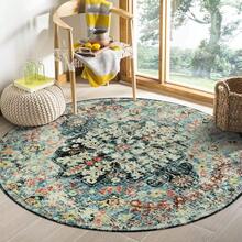 Bohemian Floral Medallion Round Rug - 4Ft Entryway Round Area Rug Soft Bathroom Circle Mat, Teal Turkish Non Slip Machine Washable Indoor Accent Carpet For Bedroom Kitchen Coffee Table - Teal - View 1