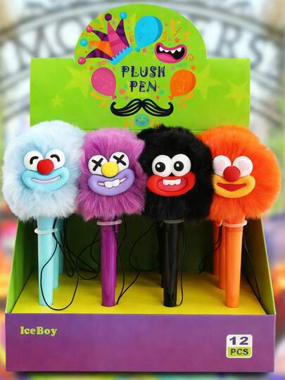 24支装返校季主题按压式圆珠笔，大口径笔尖，0.5毫米可爱动物图案，多色可伸缩，情人节文具，派对礼物，学生用品，奖励笔