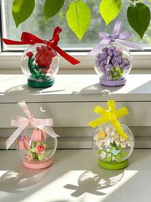 Decoração Doméstica DIY com Flores Preservadas, Acompanha Fitas, 2 Opções de Exibição - Sobre a Mesa ou Pendurado, Ideia de Presente Multifuncional e Original, Arranjo Floral Artificial em Vaso, Adequado para Feriados, Dia dos Namorados, Dia das Mães, Natal, Dia dos Pais, Decoração de Mesa, Ano Novo - Multicolorido - Visão 9