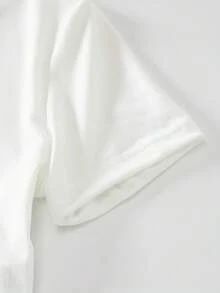 两件套女童印花休闲时尚套装，包括短袖上衣和格子裤，适合运动、郊游、聚会和返校，春夏皆宜。 - 藍色 - 查看 4