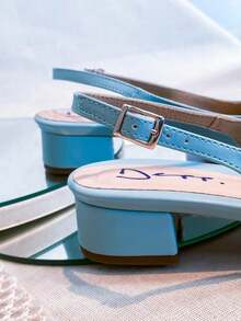 Slingback Open-Toe Pump With A Heel Below 3cm. - Light Blue Bow - View 4