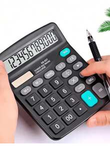 12-Digit Commercial Calculator With Large Screen (Dual Power Solar Or Battery) - Black - View 4