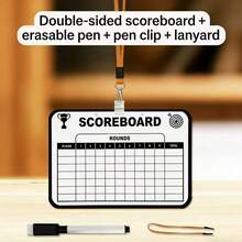 1Pc Double-Sided Erasable Scoreboard Set With Lanyard, Dry Erase Marker & Pen Clip, Reusable Portable Hanging Score Keeper For Dart, Cornhole, Billiards, Table Tennis, Board Games, Card Games & Toss Games, Lightweight Score Counter Ideal For Home, Camping, Backyard, Picnic, School, Club, Sport Competitions, Tournaments & Indoor Outdoor Events, Easy To Write & Wipe For Smooth Score Tracking - Multicolor - View 5
