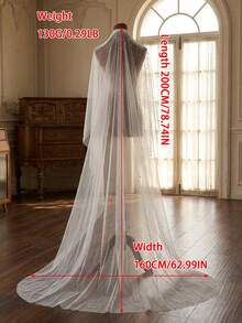 1件仿珍珠新娘头纱，指尖及肩教堂式长度，适合婚礼、单身派对、婚纱摄影道具，附赠金属发梳。 - V - 查看 13