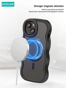 1pc Koolife Wavy Edge Shockproof Phone Case With Magnetic Charging Compatible With Apple 17 ProMax, PC+TPU Material, Raised Camera Protection, Compatible With Apple 17 ProMax/17/17 Pro/17 Air/16/16 Pro/16 Plus/16 ProMax/15 ProMax/15 Pro/15 Plus/14 ProMax/13 ProMax/13 Pro/12 ProMax/11, S25 Ultra/S24 Plus/A06/A07/A26/A36/A56/Z FLP3/4/5/6 - Black With Butterfly Accessories - View 5