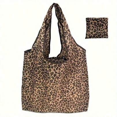 Reusable Leopard Print Shopping Bag - Lightweight Foldable Tote Bag For Shopping And Daily Use