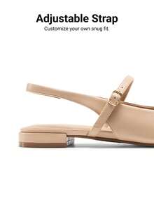 Women Slingback Pointed Toe Flats Mary Jane Ballet Flat With Buckle Strap Low Heel Dressy Flats Modern Lady Chic Shoes - Màu be - Xem 5