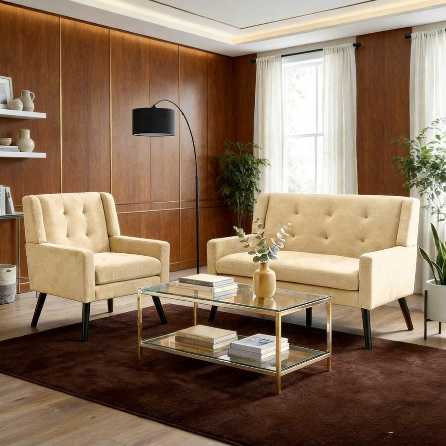 Sofas & Couches - Beige + Upholstered + Foam - View 1