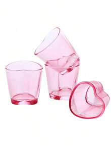 4/8件套心形迷你酒杯套装，透明可爱迷你酒杯，酒吧杯，情侣杯，龙舌兰酒心形杯，适用于伏特加、葡萄酒等，适用于派对、节日、婚礼、聚会、鸡尾酒会、情人节、斋月等场合，优质塑料材质，30毫升容量 - 彩色 - 查看 15