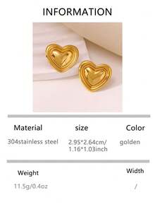 VJS 复古高端18K镀金钛钢耳环，百搭女士耳环饰品 - 金黃色 - 查看 16