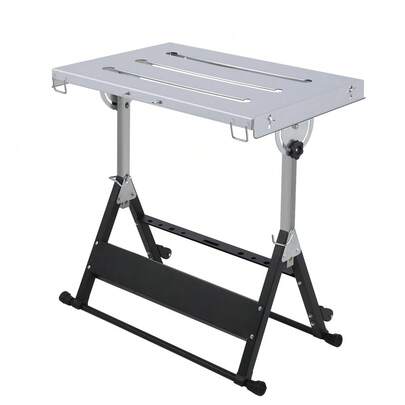 Welding Table, Portable Welding Workbench With Folding Legs And Wheels, Adjustable Height Fabrication Table, Fixture Table For Garage, Shop, Home