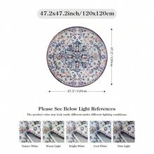 Round Rug 4ft, Washable Bathroom Rug Non Slip Entryway Circle Mat, Bohemian Vintage Non-Slip Non-Shedding Low Pile Printed Indoor Carpet For Kitchen Laundry Entryway, Blue Purple/Multi - BluePurple/Multi - View 3