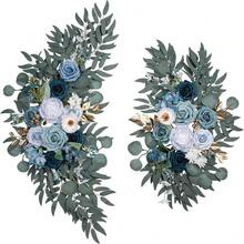 Wedding Arch Flowers, Artificial Floral Decor For Wedding Ceremony & Reception, Standard Size Large Flower Swag Set For Backdrop & Welcome Sign, Pack Of 2 (Gray Blue) - GrayBlue - View 1