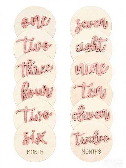 6pcs Baby Monthly Milestone Cards, Double-Sided Wooden 3D Milestone Cards, Photo Props, Announcement Signs, 1-12 Months, Photography, Newborn Memorial Gift, Wooden Newborn Milestone, Suitable For New Parents And Baby Shower, Gift For Expectant Moms, Welcoming Newborn Signs