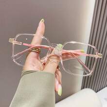 1pc [8 Colors Available] Unisex Oversized Optical Glasses, Super Lightweight Protective Eyeglasses, Computer Office Safety Glasses With Clear Lenses, Daily Wear Accessory - Rust Brown - View 3