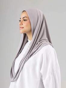 1件装女士经典纯色头巾，预缝制裹颈围巾，可调节多用途头巾，柔软舒适的粘胶纤维面料，适合日常佩戴、运动、瑜伽 - instant hijab - 查看 16