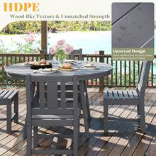 Juego de mesa y sillas de comedor para exterior de 5 piezas, juego de muebles de patio con orificio para sombrilla, juego de comedor para jardín y patio trasero. - Gris - Ver 7