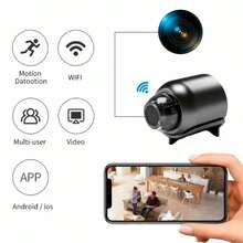1 pièce/2 pièces Caméra mini HD 720P, caméra de domestique, caméra cachée portable, caméra mini intelligente, caméra sans fil WiFi à vision nocturne HD (réseau 2,4 G uniquement), surveillance à distance, stockage sur carte SD, convient pour la maison, la voiture, le bureau et plus de scénarios, en ligne 24h/24 et 7j/7 - Noir - Voir 12