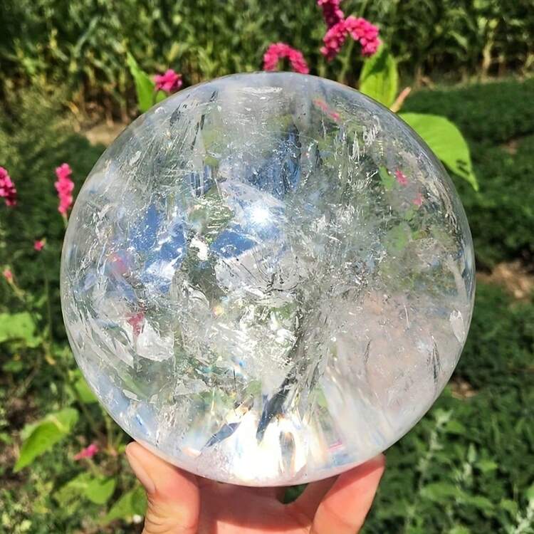 1PC Natural Quartz Crystal Ball Square Stone Ball, With Different Semi Transparent Interior Scenery, Desktop Ornament, Ornamental Item, Collectible. Best Gift For Family And Friends: Crystal Ball - Clear - View 8