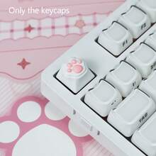 4个可爱猫爪粉色爱心键帽 - 3D柔软硅胶材质，日系少女风，逼真纹理，适用于MX机械键盘，精美礼盒包装 - 彩色 - 查看 4